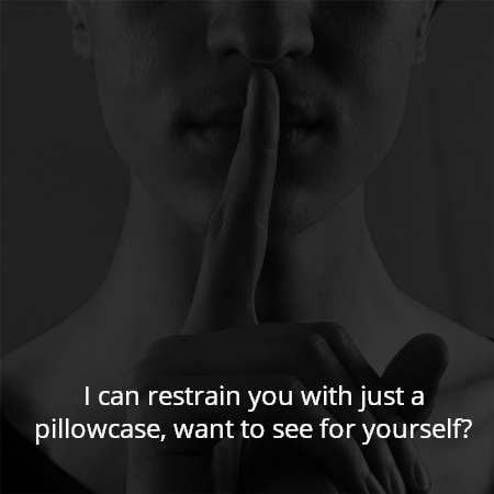 I can restrain you with just a pillowcase, want to see for yourself?